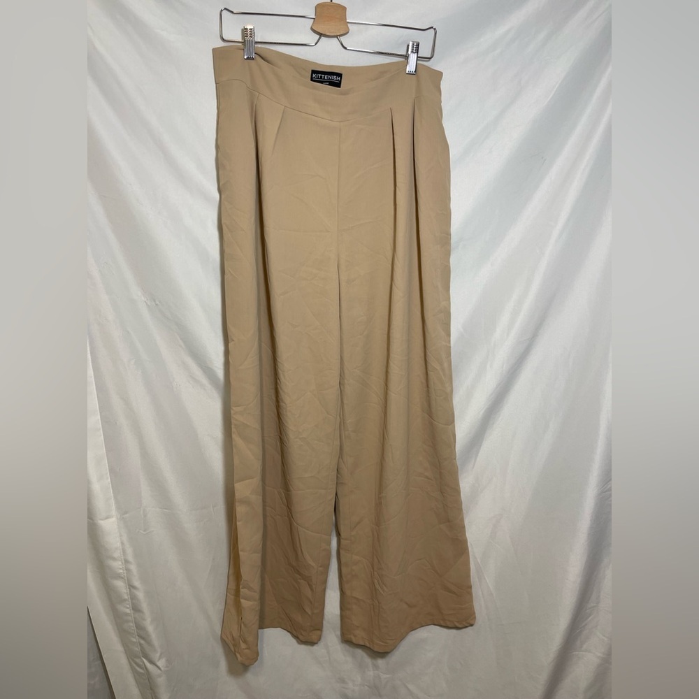 Kittenish Tan Wide-Leg Women's Pants Trousers
